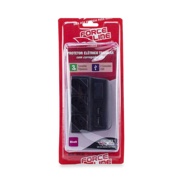 0180100021 - Protetor Elétrico Tripolar com Carregador USB - Image 4