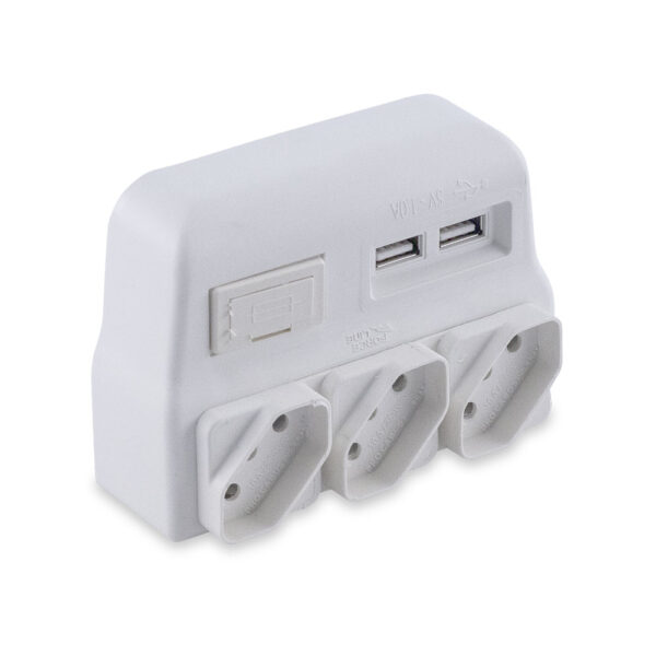 0180100037 - Protetor Elétrico Tripolar com Carregador USB