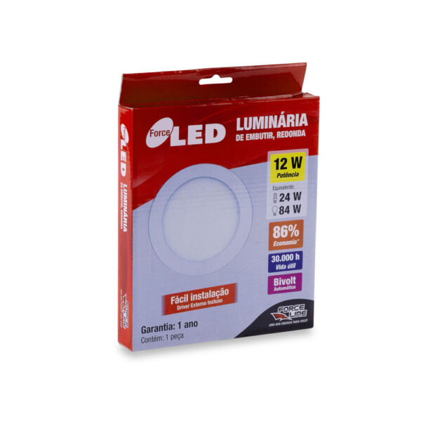 0301200004 - Luminária LED 12W EMBUTIR 6500K - Image 2