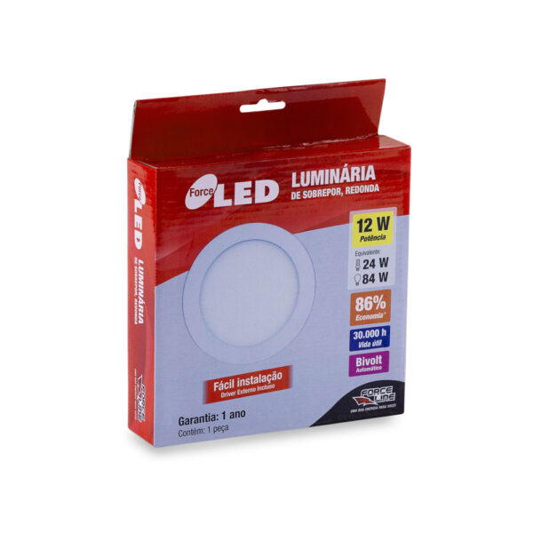 0301200007 - Luminária LED 12W Sobrepor 3000K - Image 2