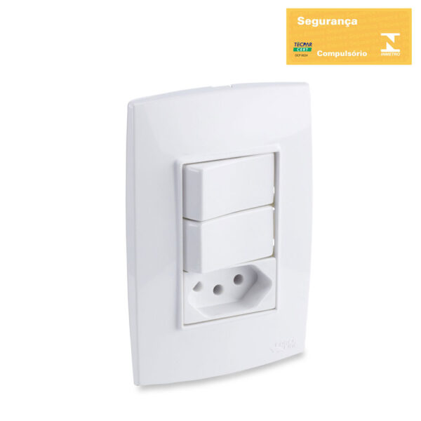 0600200091 - Conjunto Interruptor Duplo 10A 250V+Tomada 2P+T 10A 250V
