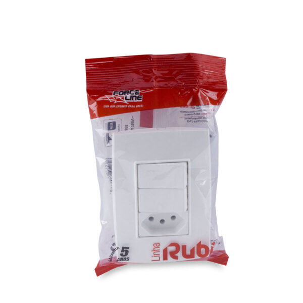 0600200091 - Conjunto Interruptor Duplo 10A 250V+Tomada 2P+T 10A 250V - Image 3