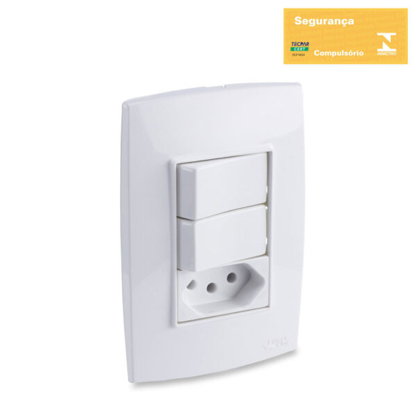 0600200026 - Conjunto Interruptor Duplo Paralelo+Tomada 2P+T 10A 250V