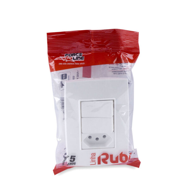 0600200026 - Conjunto Interruptor Duplo Paralelo+Tomada 2P+T 10A 250V - Image 3