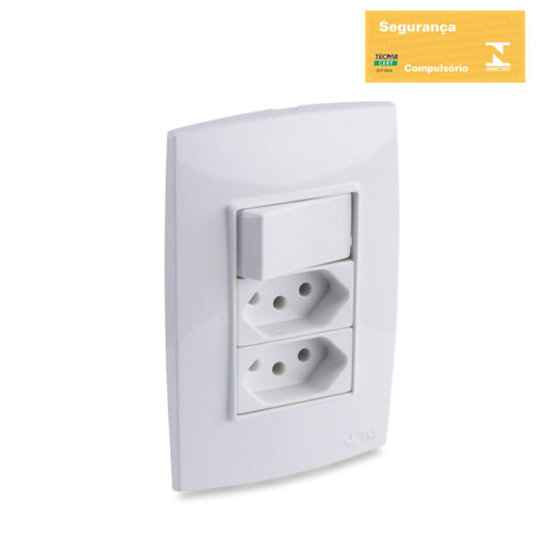 0600200035 - Conjunto Interruptor Simples+Tomada Dupla 2P+T 10A 250V