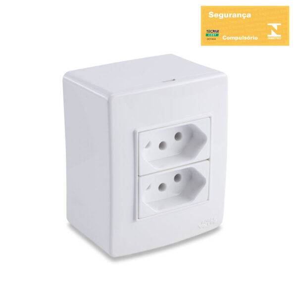 0600200042 - Conjunto 2 Tomadas Simples 2P+T 10A 250V Sobrepor
