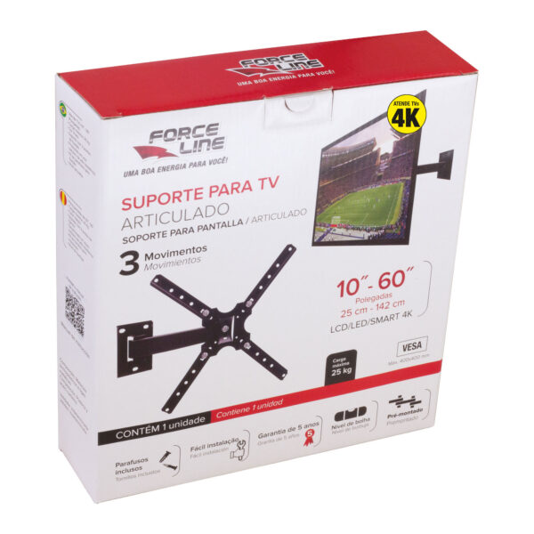 0110200077 - Suporte Articulado com 3 movimentos para TV-10" até 60"